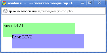Использование свойства CSS margin-top