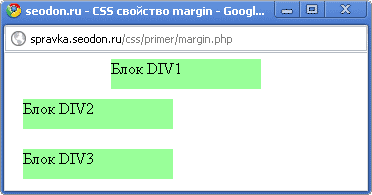 Использование свойства CSS margin