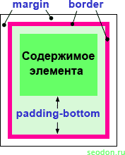 Расположение нижнего внутреннего отступа элемента — padding-bottom